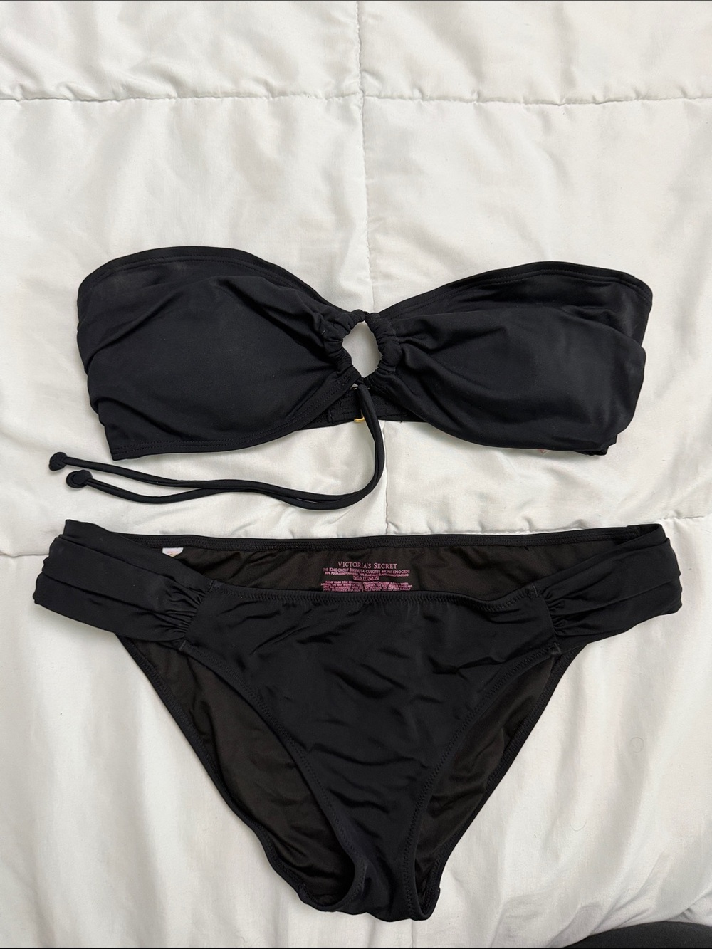 Victoria's Secret Black Strapless Ring-Front Bikini Set